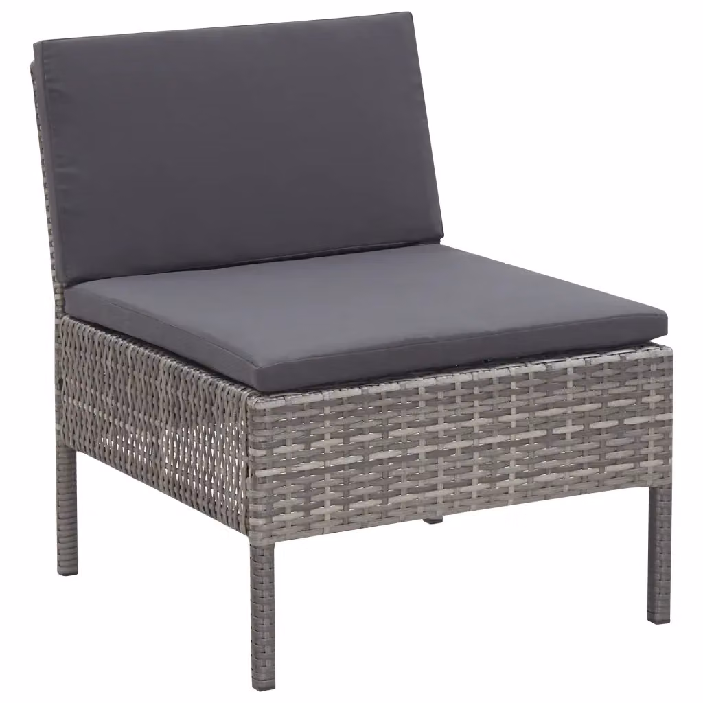 Set da Giardino Moderno vidaXL in Polyrattan Grigio Antracite con Divano a L, Poltrone, Tavolino e Cuscini – 2