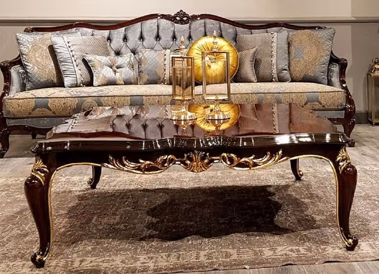 Casa Padrino Tavolino barocco marrone scuro - Tavolo da soggiorno in legno massello fatto a mano - Mobili da soggiorno barocchi - Nobile e magnifico