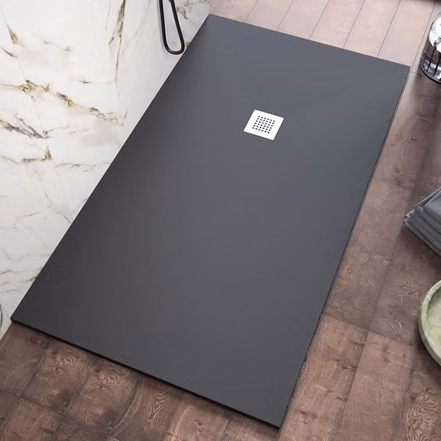 Piatto doccia 80x110cm in marmoresina nero effetto pietra | Kos