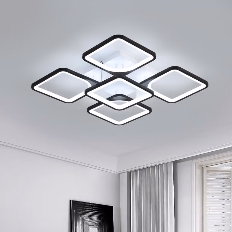 Lampada a LED da soffitto, colore nero, ideale per il soggiorno, 64W, 5670 lumen
