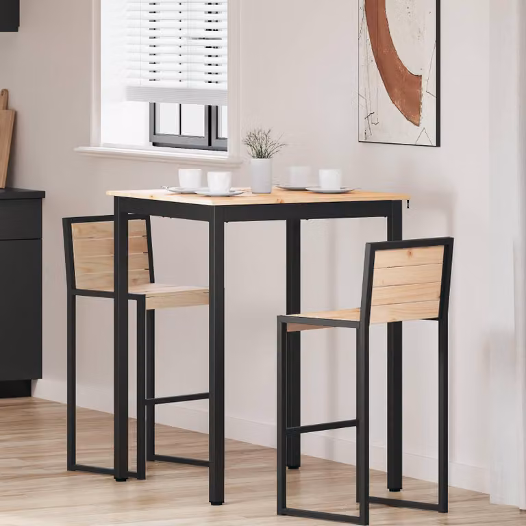Maison Exclusive - Tavolo da bar, 80 x 80 x 105 cm, legno di pino massello, finitura naturale