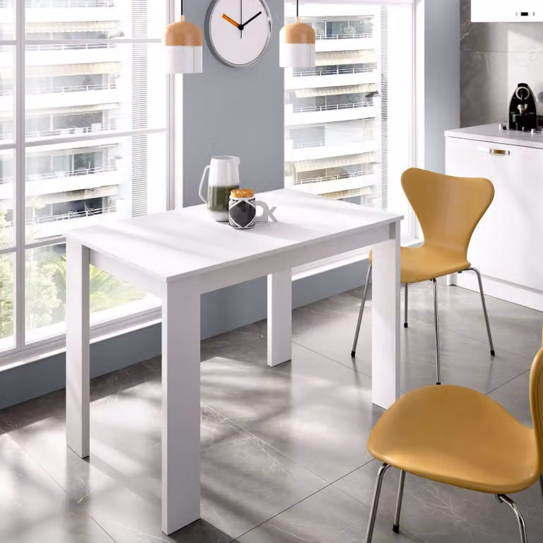 Dmora Tavolo Fisso Amaranthya 67.1x110.3x77h cm Bianco, 6 Posti Forma Rettangolare