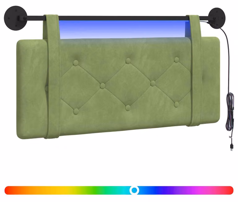 Testiera sospesa Con luce LED Verde chiaro Velluto