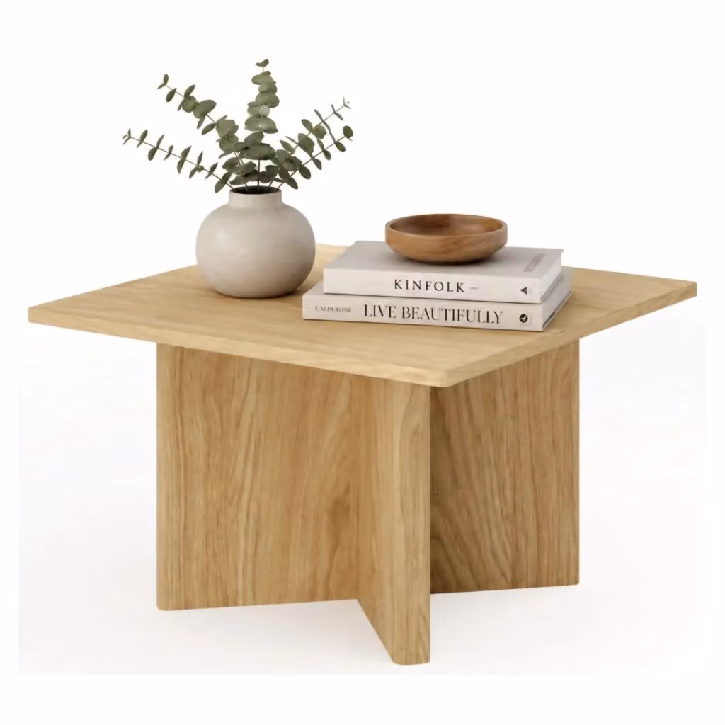 Kasinaba Tavolino da Salotto Quadrato in Rovere Marrone L/P/H: 80 x 80 x 49 cm – 2