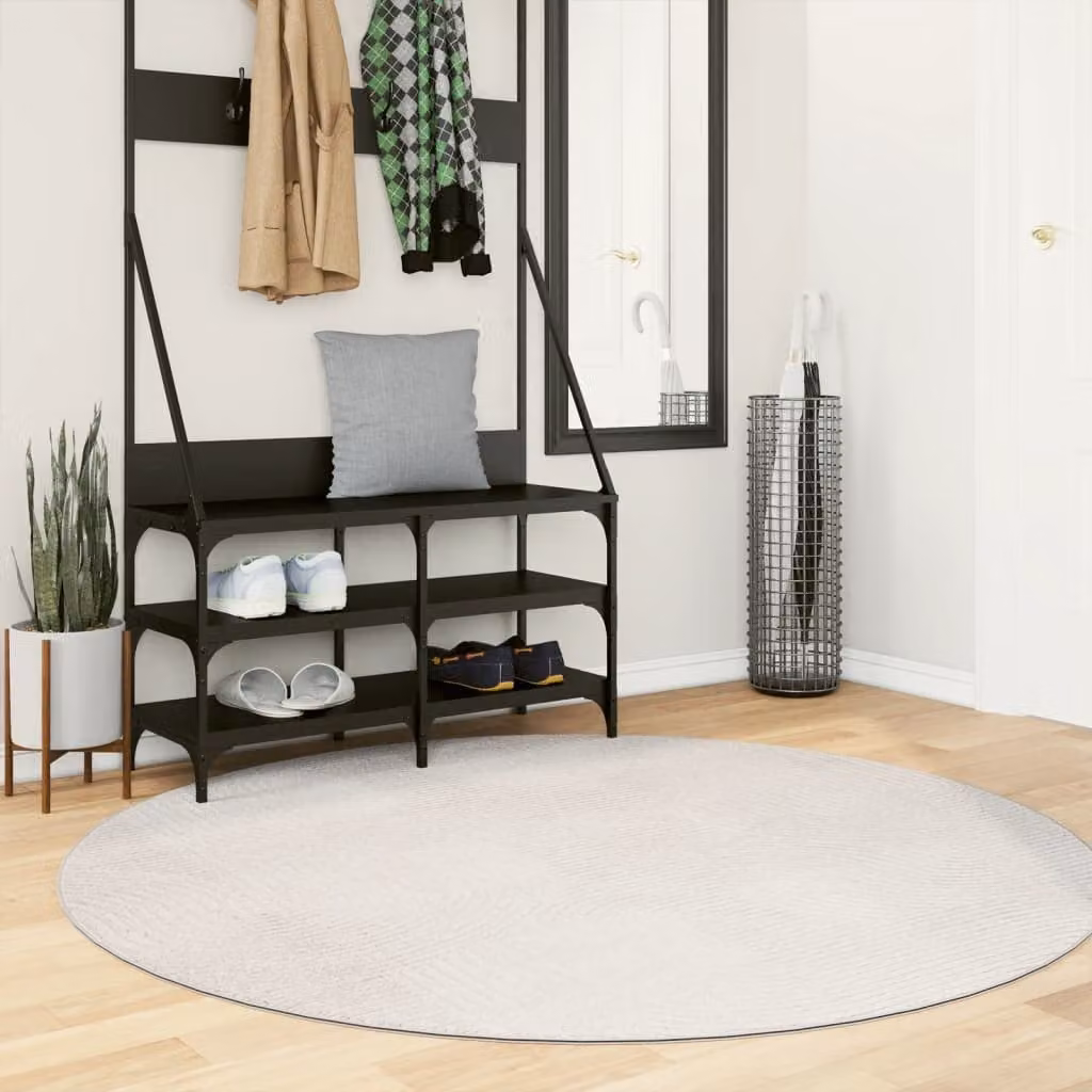 vidaXL Tappeto IZA Rotondo in Poliestere con Design Scandinavo Geometrico, Beige, Ø 160 cm