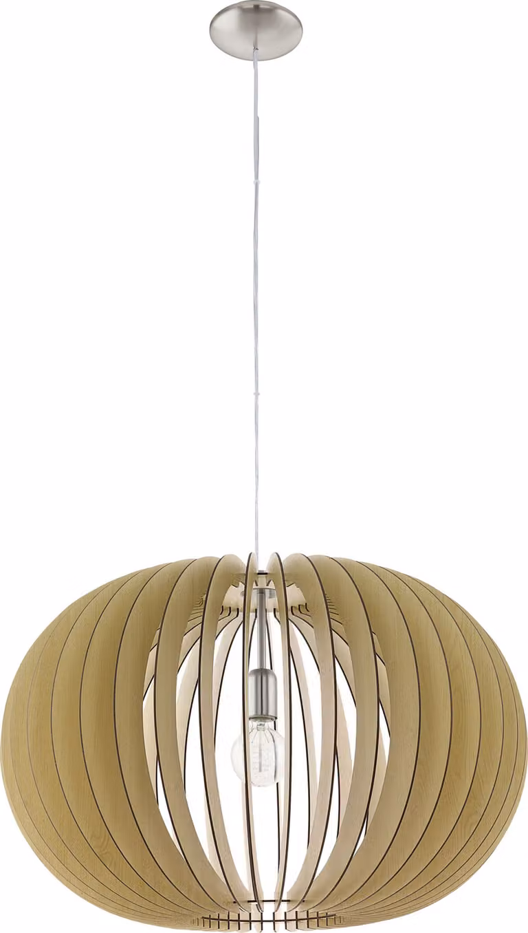 Grande lampada a sospensione in legno marrone chiaro LED adatto Ø 70cm altezza 200cm