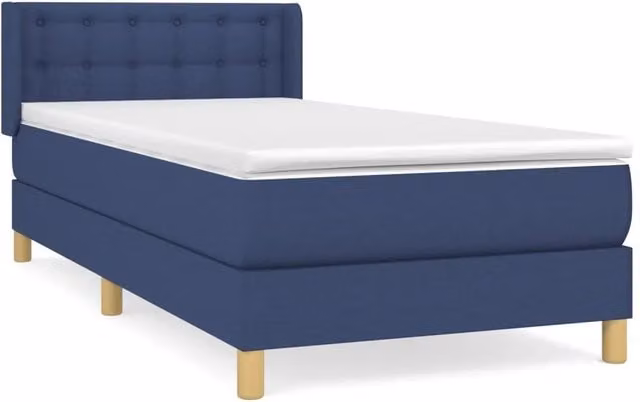 Letto singolo | Letto per adulti | Giroletto a Molle con Materasso Blu 90x200 cm inTessuto