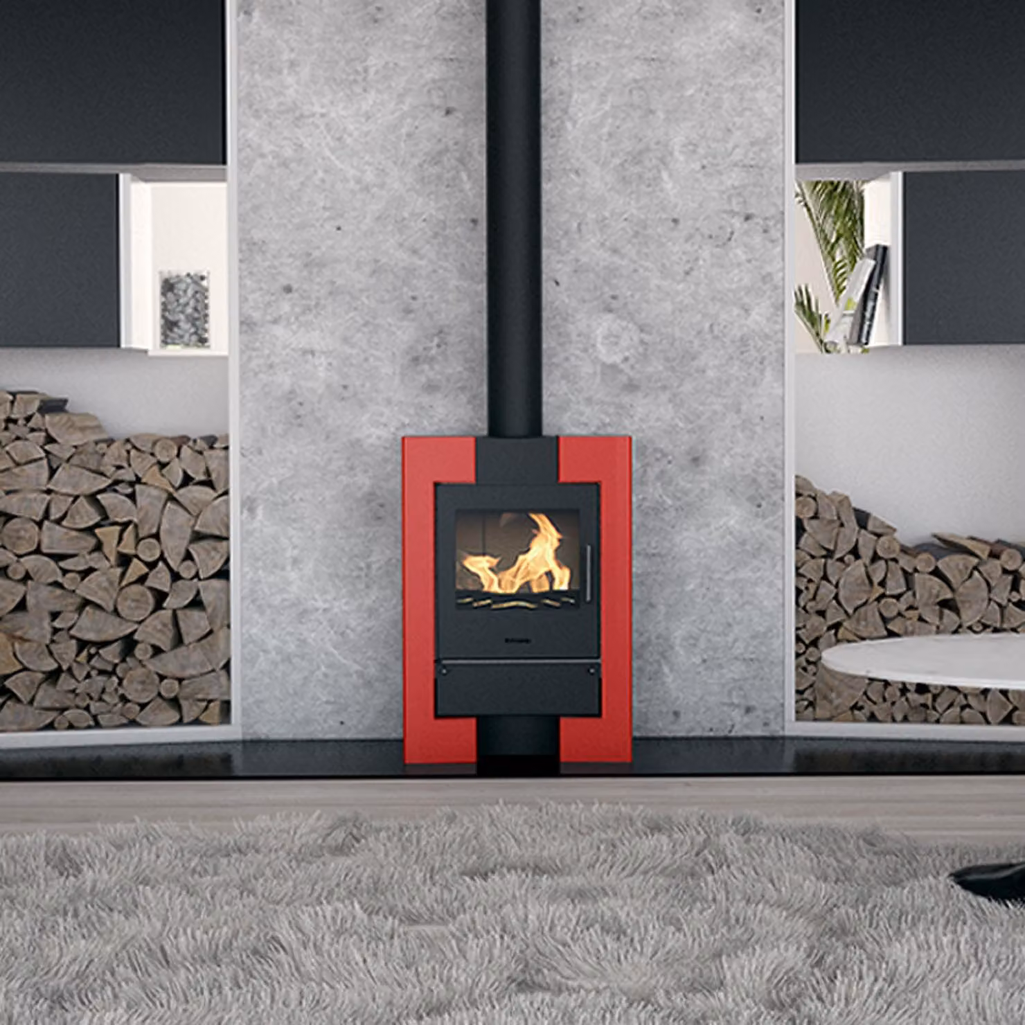 Termocamino HS FLAMINGO ESPO II - rosso