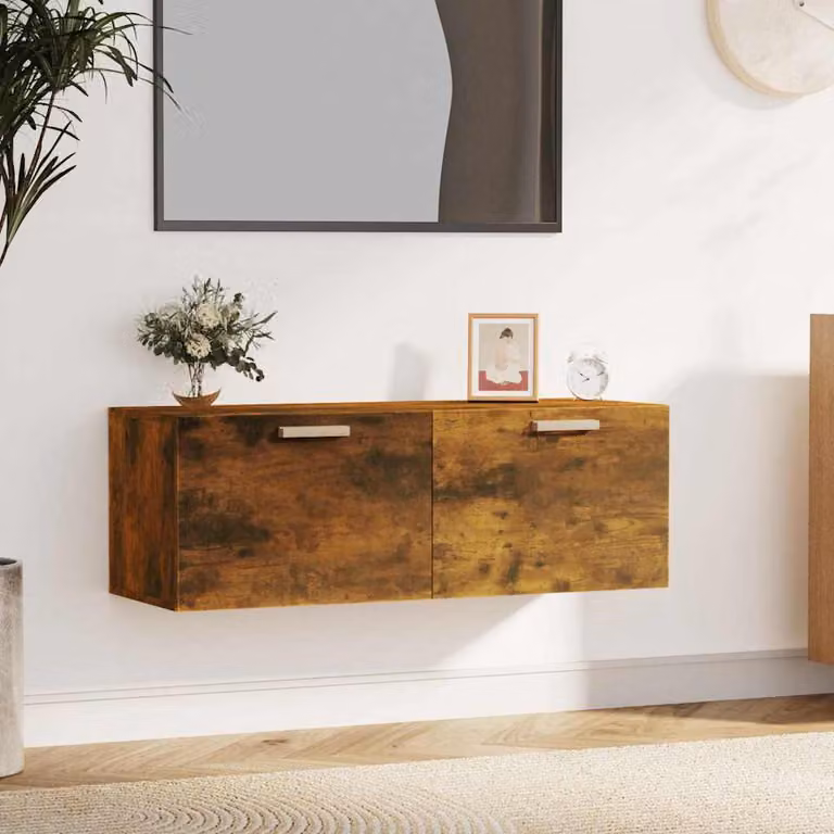 Mobile a parete vidaXL in legno Rovere Fumo, L 100 cm x P 36,5 cm x H 35 cm