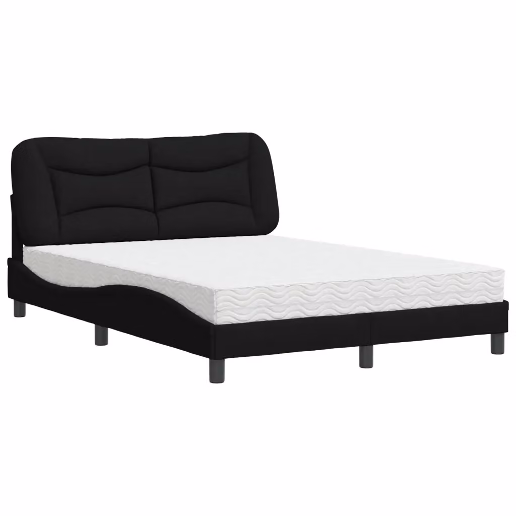 Letto moderno vidaXL con materasso Hvar nero in tessuto e cassetti L/P/H: 140 x 200 cm – 2