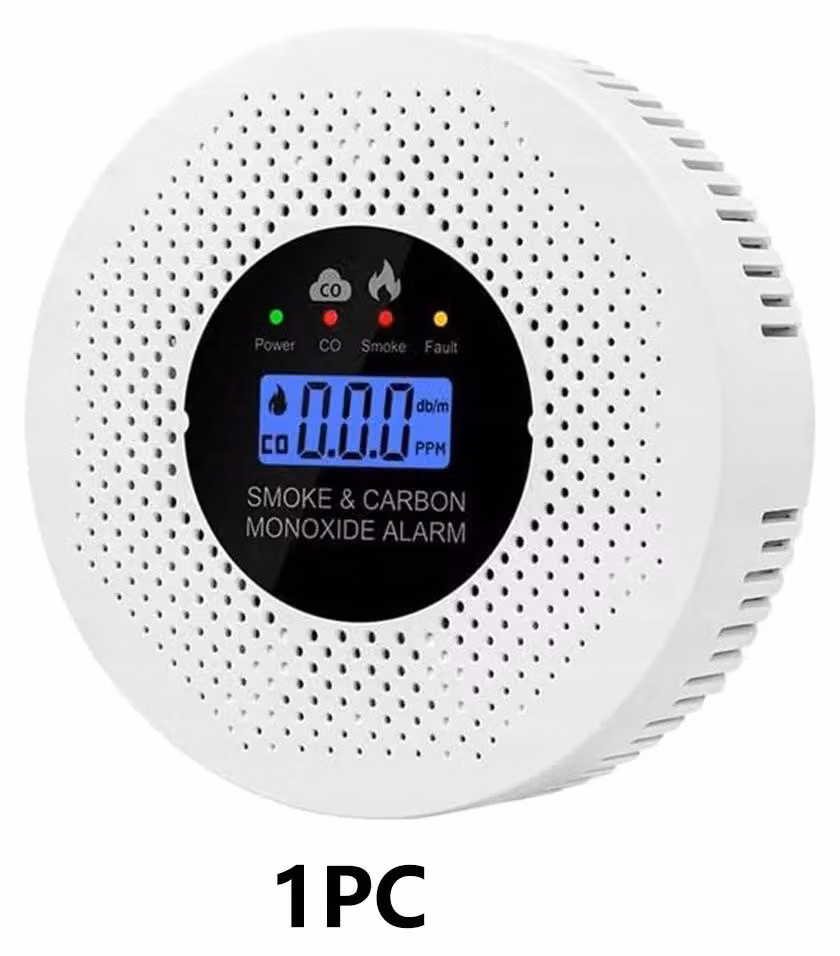 Rilevatore 2-in-1 di monossido di carbonio e fumo - Display LCD - Allarme acustico e visivo - Alimentazione a batteria - Batteria non inclusa - Confezione singola