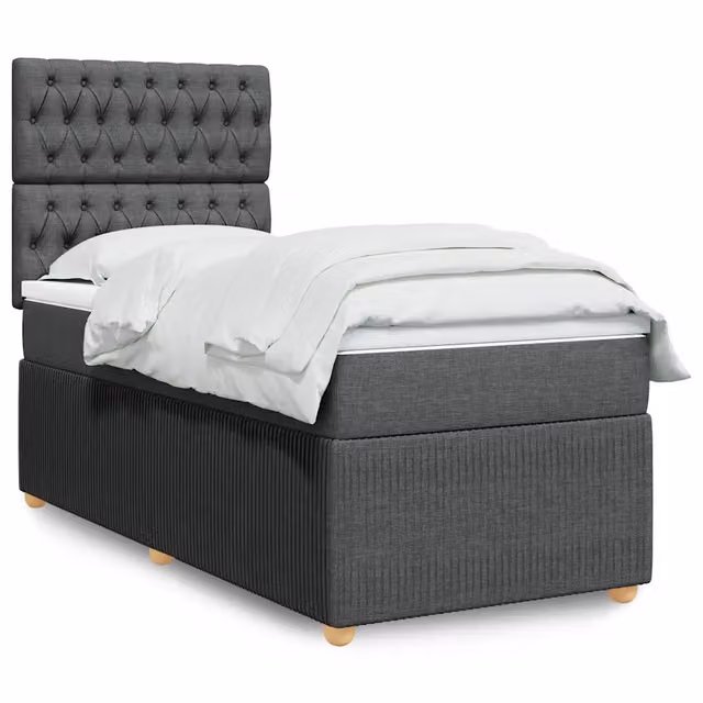 Giroletto a Molle con Materasso Grigio Scuro 80x200 cm Tessuto 3291891