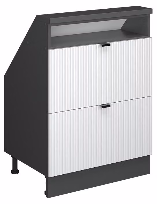 Mobile cucina sottotetto Vicco R-Line Ondulazione bianca 60 cm con 2 cassetti, Model 60624