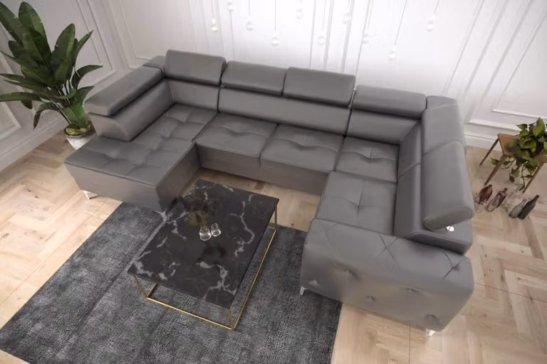 Wohnlandschaft Sofa Couch Polster Ecke Textil Kunstleder Edle Ecksofa U-Form