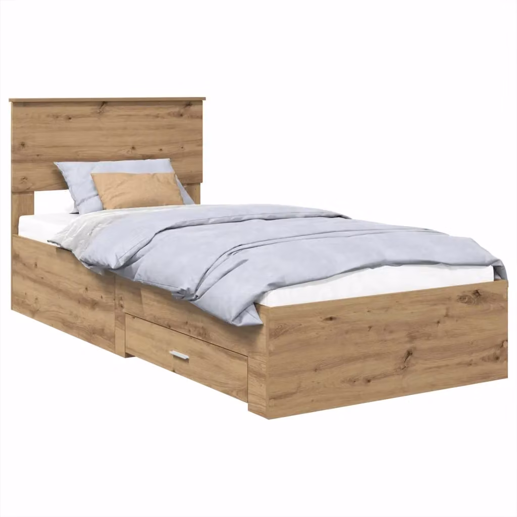 Struttura del letto con cassetti vidaXL in legno color rovere, L 100 x P 200 cm – 2
