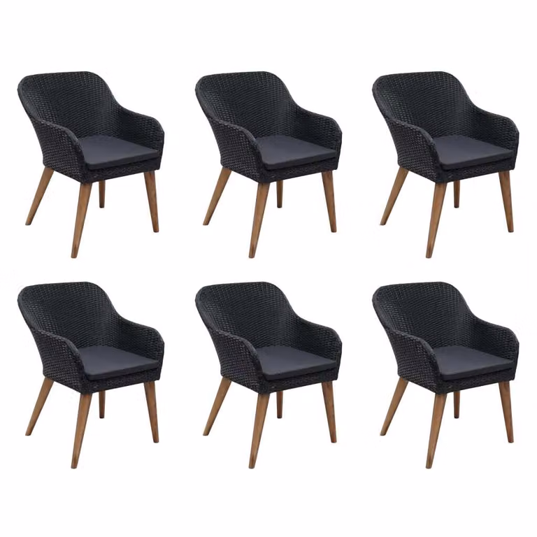 vidaXL set da pranzo da giardino 7 pezzi con cuscini in poly rattan nero