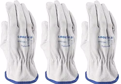 Guanti in pelle pieno fiore e crosta mod.G016/10R taglia 8 bianco Lavoro