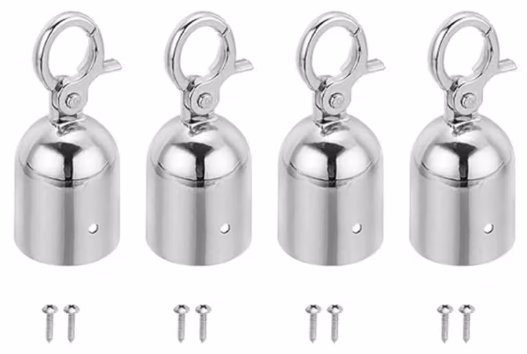 4 terminali per corda di sicurezza, dimensioni 100x32 mm, ganci terminali per corda per pali