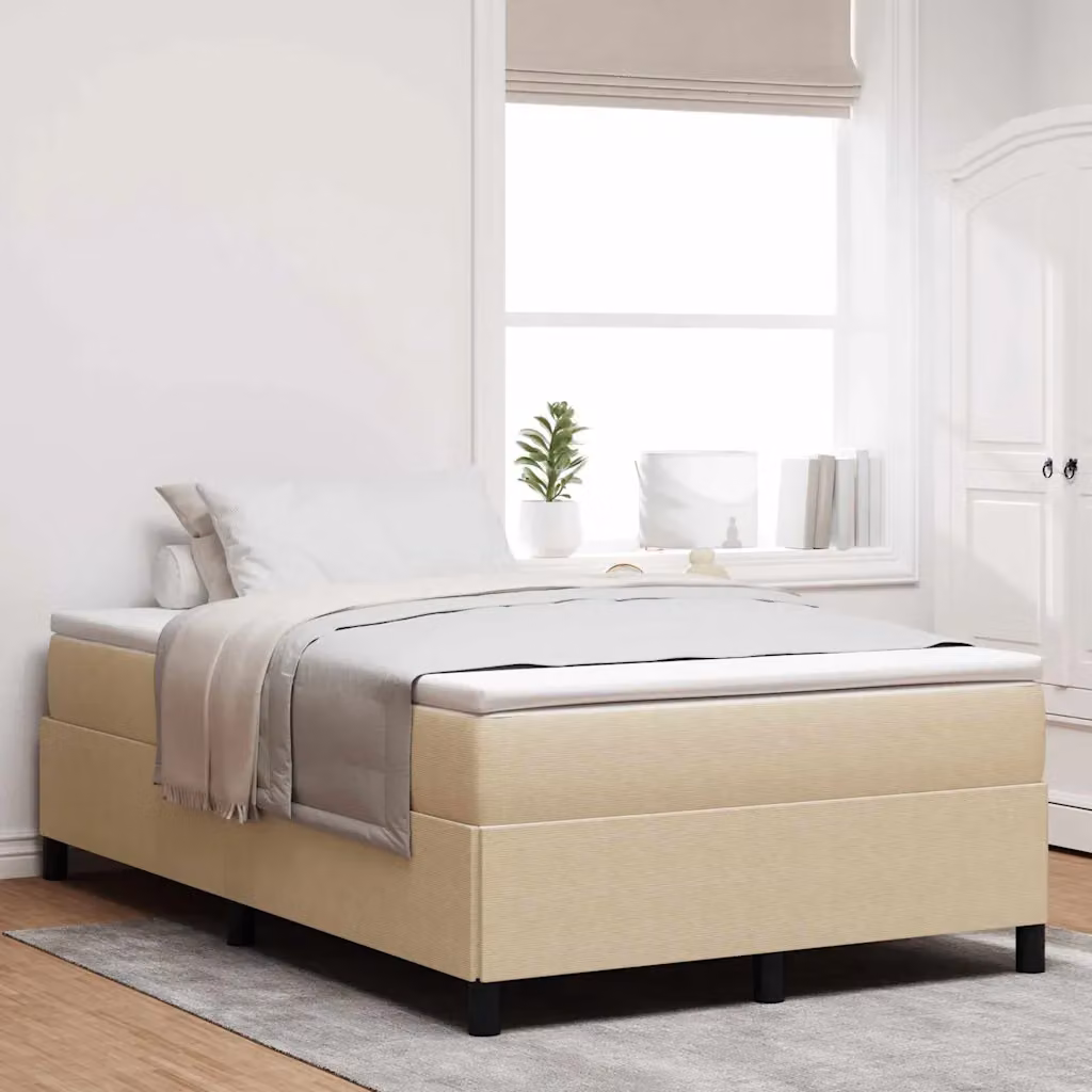 Letto a molle moderno vidaXL in tessuto corduroy nei colori grigio, verde e beige, L/P: 120 x 200 cm