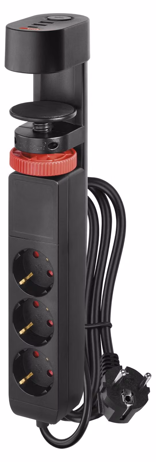 Presa verticale EMOS a 3 pieghe con 2x USB-A + 1x USB-C a ricarica rapida, con morsetto da tavolo e interruttore, cavo da 1,5 m 1,5 mm2, per uso interno, P1321PD