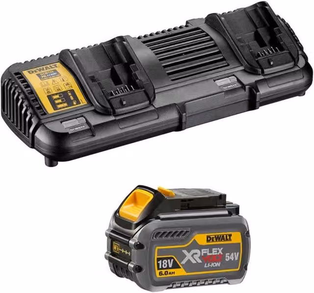 Power Set DeWALT FlexVolt DCB132T1 con Batteria 54V/18V 6,0 Ah e Caricatore DCB132, Nero