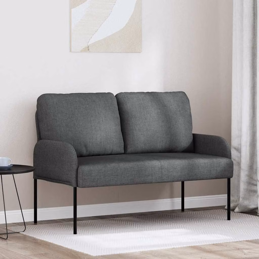 Divano moderno vidaXL in tessuto grigio con cuscini, L: 115 cm, P: 80 cm, H: 56 cm