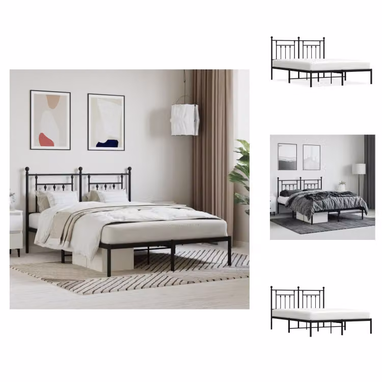 vidaXL Struttura letto con testiera in metallo nero 150x200 cm - Letti e strutture letto