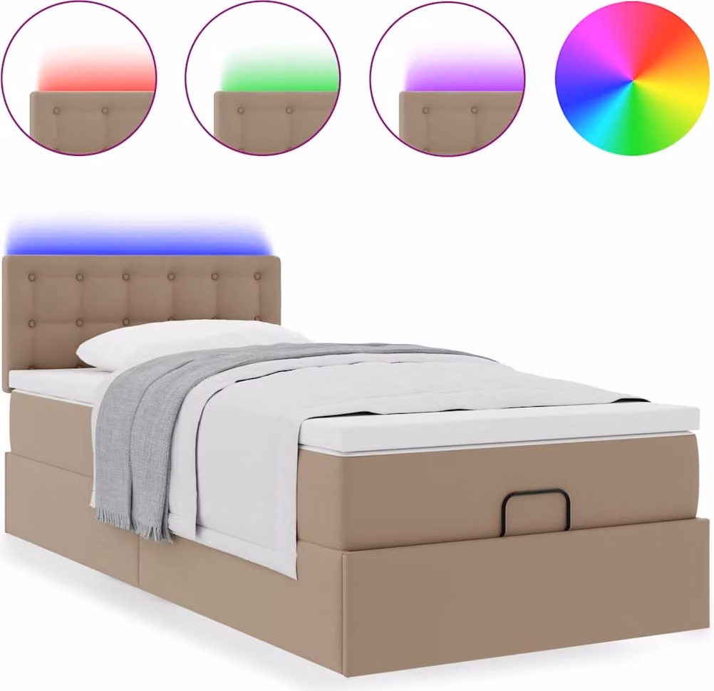 Struttura Letto Pouf con Materasso 100x200 cm Pelle finta
