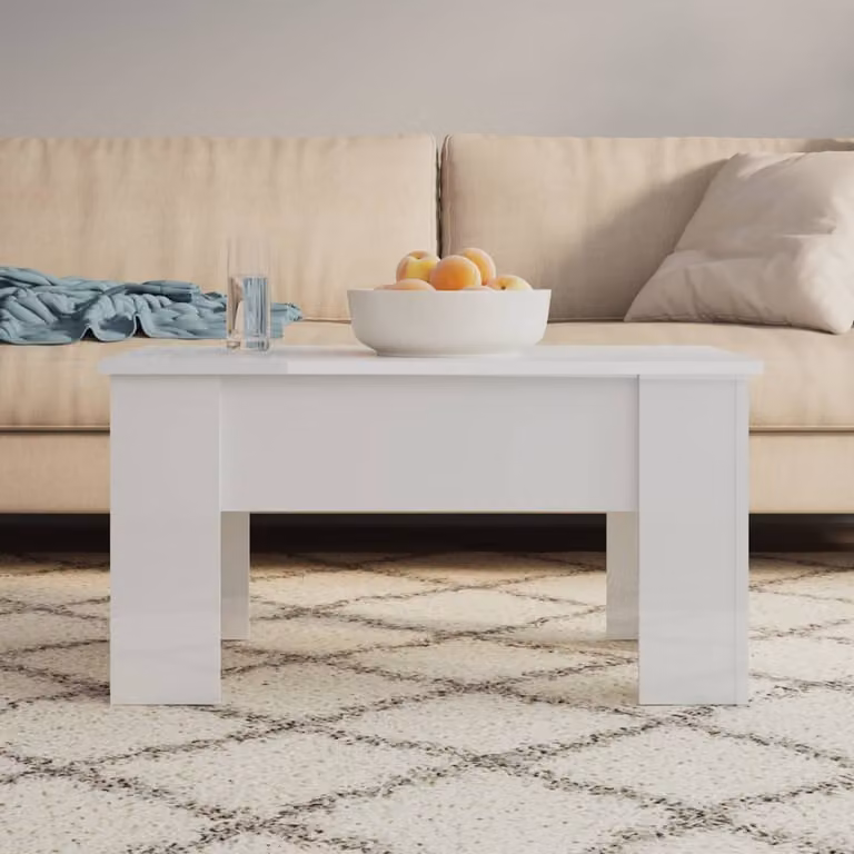 Maison Exclusive - Tavolino da salotto bianco lucido 79x49x41 cm in materiale derivato dal legno