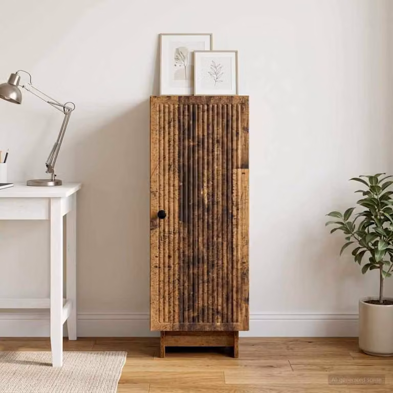 Credenza moderna vidaXL in legno e metallo color marrone L: 33 cm, P: 34,5 cm, H: 90 cm