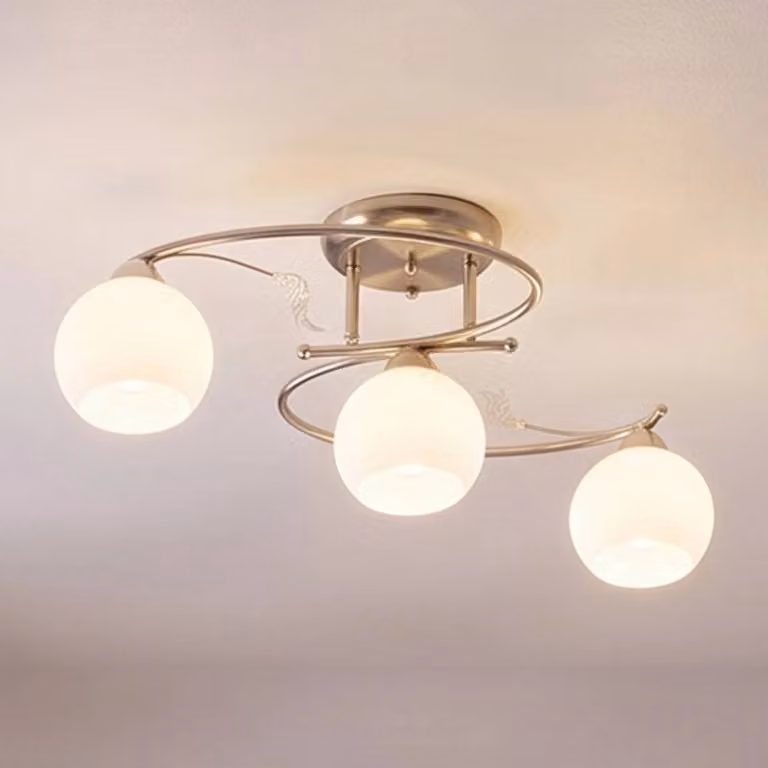 Plafoniera soffitto Svean Lindby, dimmerabile, Alluminio / Grigio / Zincato, Soggiorno / Sala da pranzo, Vetro, Moderno, Plafoniera