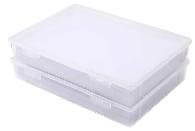 Solidchoice - Scatole portaoggetti A4 - 2 pezzi - Plastica con coperchio - Scatola per documenti - Ampio spazio di archiviazione - Chiusura a pressione - 31 x 22 x 5 cm - Contenitore portaoggetti