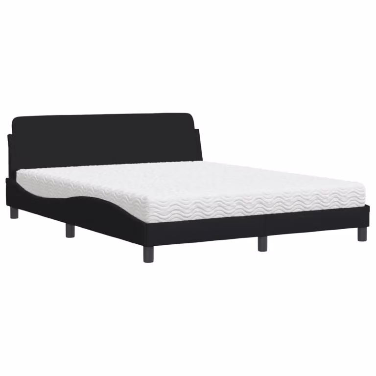 Letto con Materasso Dover Nero 160x200 cm in Tessuto