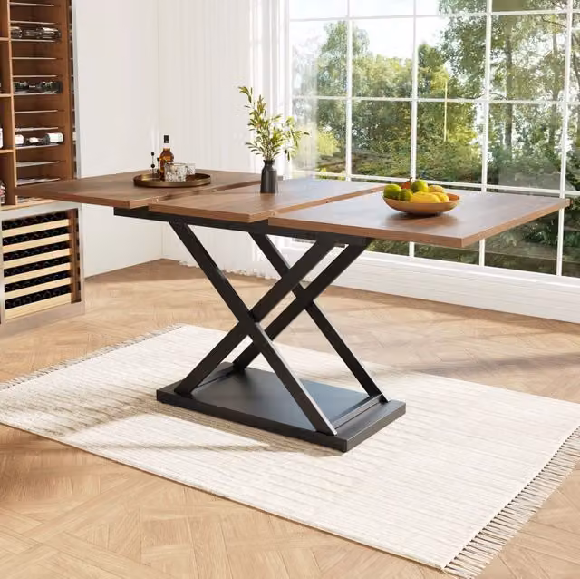 Tavolo da pranzo allungabile 120-160x80 cm noce e nero