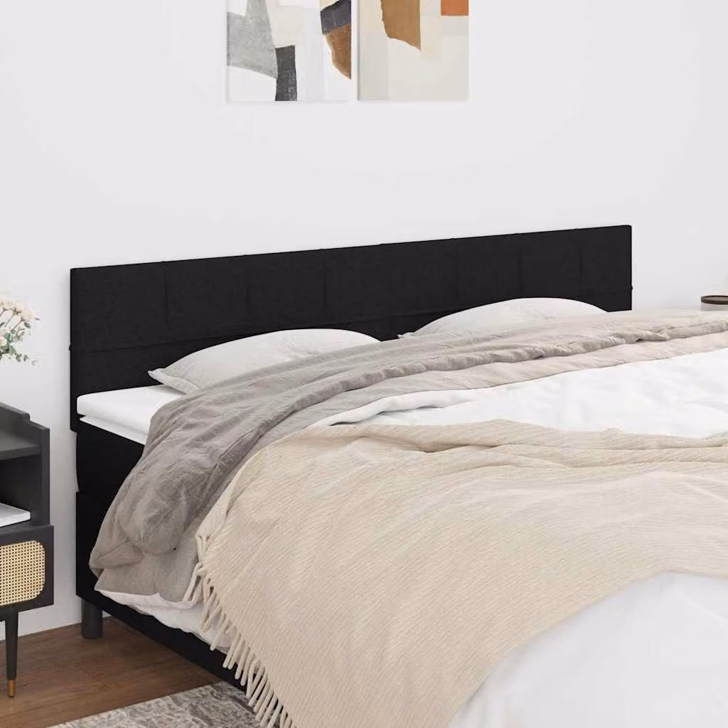 Testiera per letto vidaXL in tessuto nero con struttura in legno L: 200 cm, P: 5 cm, H: 78-88 cm
