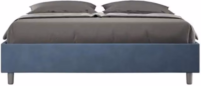 Letto matrimoniale contenitore imbottito 160x210 microfibra blu Azelia