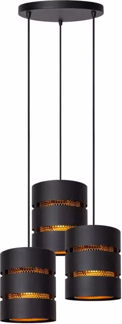 Lampadario tondo moderno nero/oro ROSAS 3xE27 Lucide