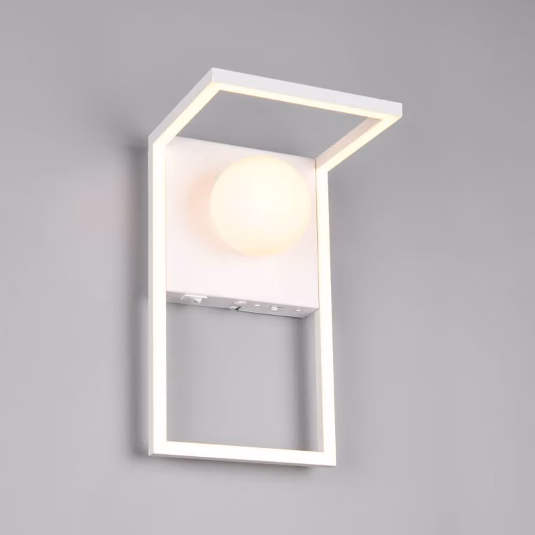 Trio Lighting Applique da parete Arola, dimmerabile, Bianco / Opale, Soggiorno / Sala da pranzo, Metallo, Moderno, Applique