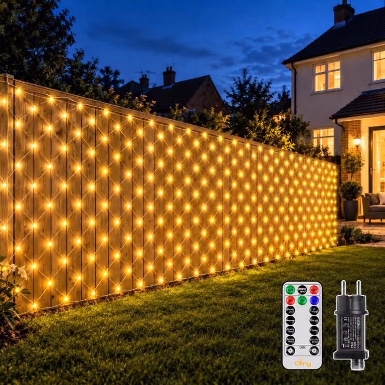 Catena luminosa da esterno, dimensioni 6 x 2 metri, 360 LED, con 8 modalità e timer