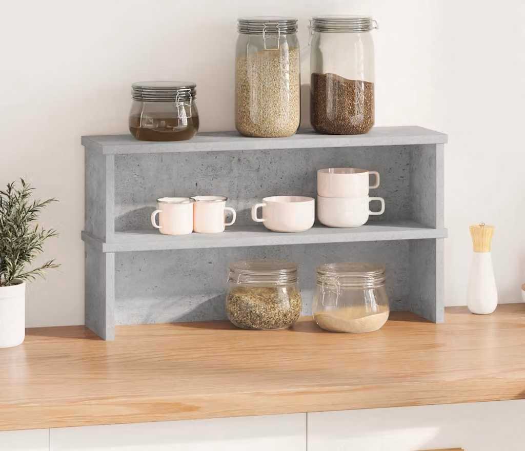 Scaffali da Cucina Impilabili 2 pz Grigio Cemento 50x15x16 cm