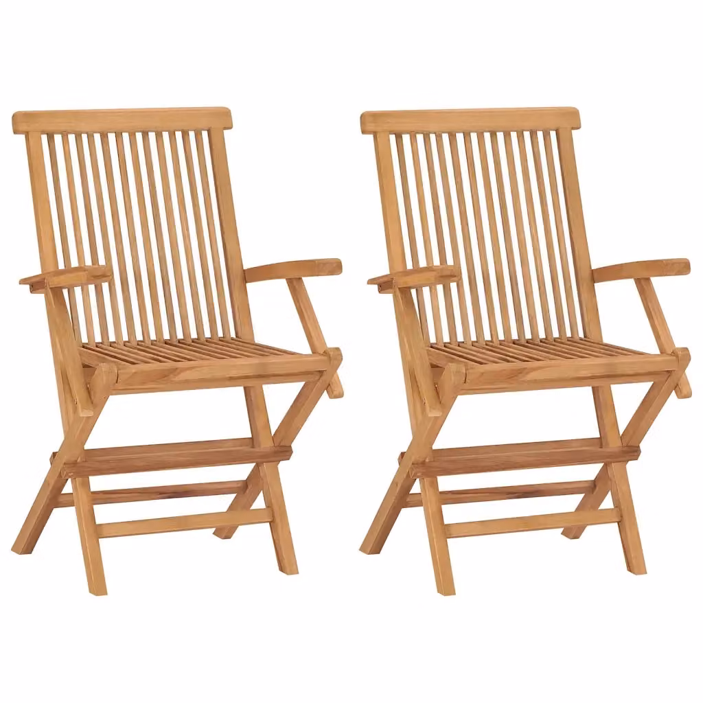 Set di 2 sedie pieghevoli con braccioli vidaXL in legno di teak marrone per giardino e terrazza – 2