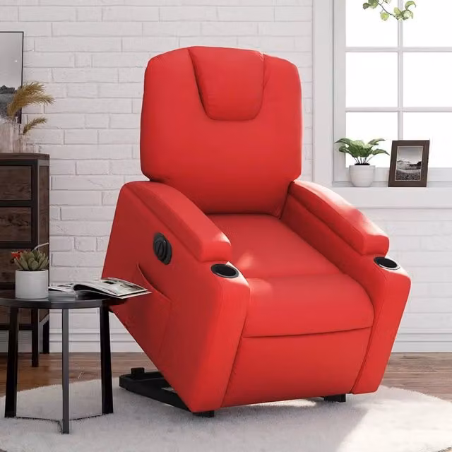 Poltrona Alzapersona Reclinabile Elettrica vidaXL in Similpelle Rossa con Braccioli – 1