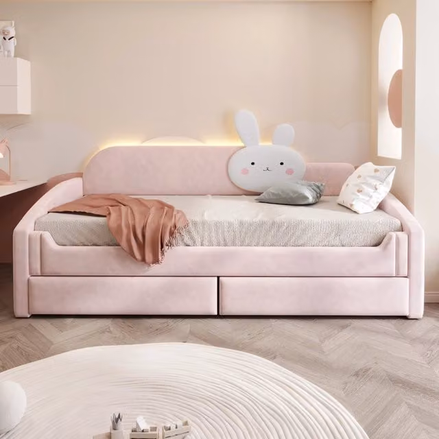 letto imbottito velluto rosa 90 x 200 cm