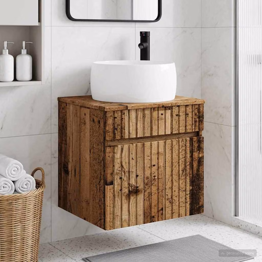 Mobile lavabo da parete vidaXL in legno antico marrone L: 49 cm, P: 44,5 cm, H: 66 cm