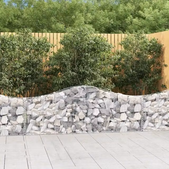 Cesti Gabbioni ad Arco 3 pz 200x30x60/80 cm Ferro Zincato 3145389