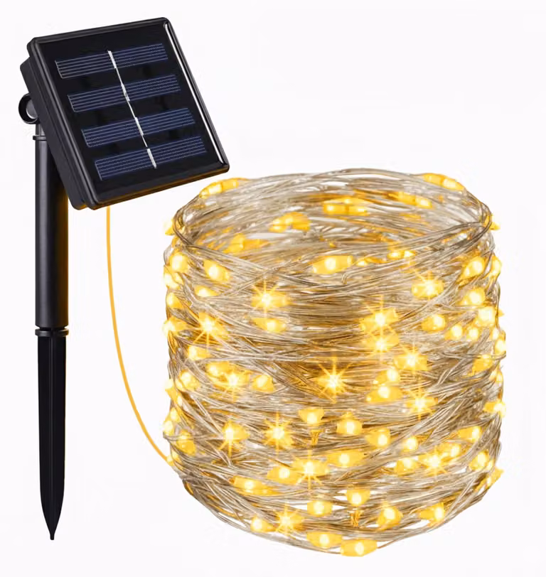 Tenda luminosa solare con 200 LED, luce bianca calda, dimensioni 4x1 metro, 8 modalità