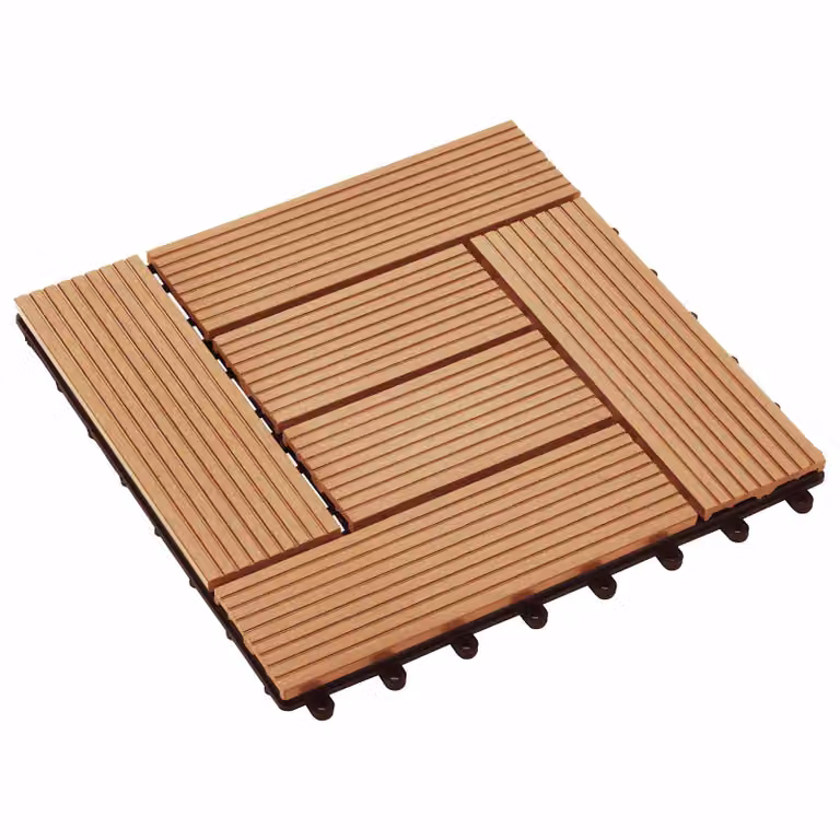 Set di 11 piastrelle per decking vidaXL in WPC color teak riciclato, marrone, L/P: 30 x 30 cm