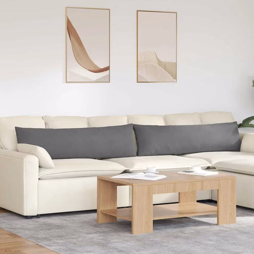 Set di 2 cuscini da divano vidaXL in tessuto grigio con fodera rimovibile, L 145 cm x P 40 cm
