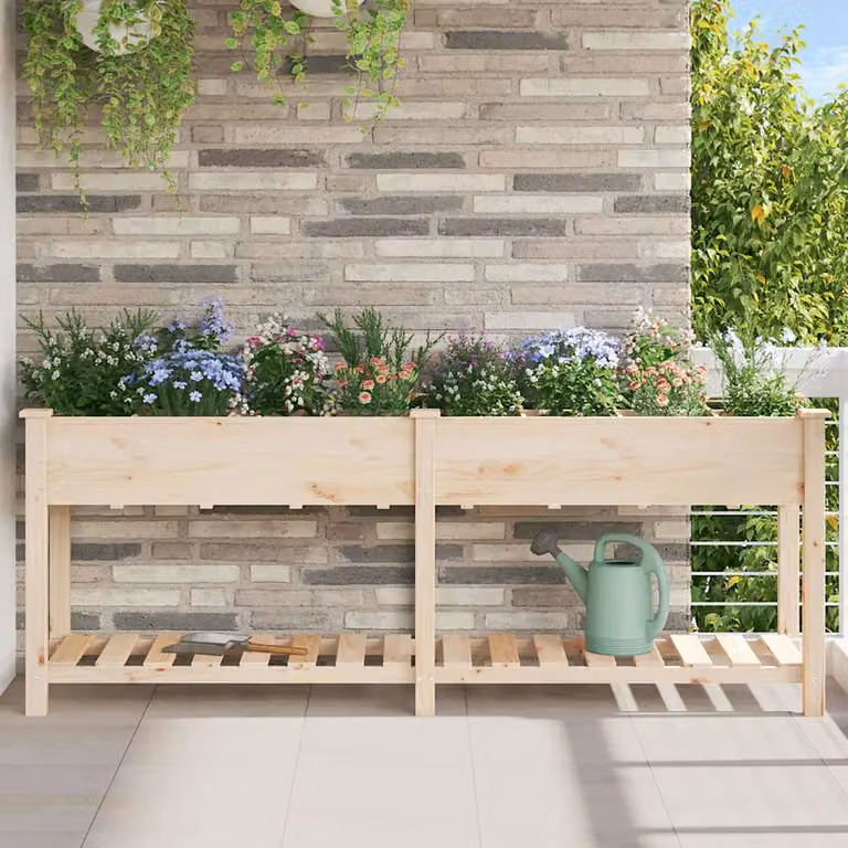 Vaso da giardino vidaXL beige in legno L: 203,5 cm, P: 53 cm, H: 76,5 cm