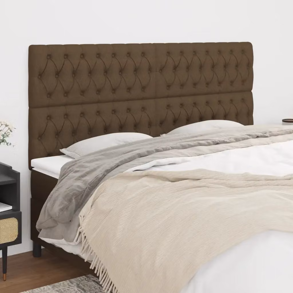 Testata per letto imbottita in tessuto marrone scuro L: 200 cm, P: 7 cm, H: 118-128 cm – 2